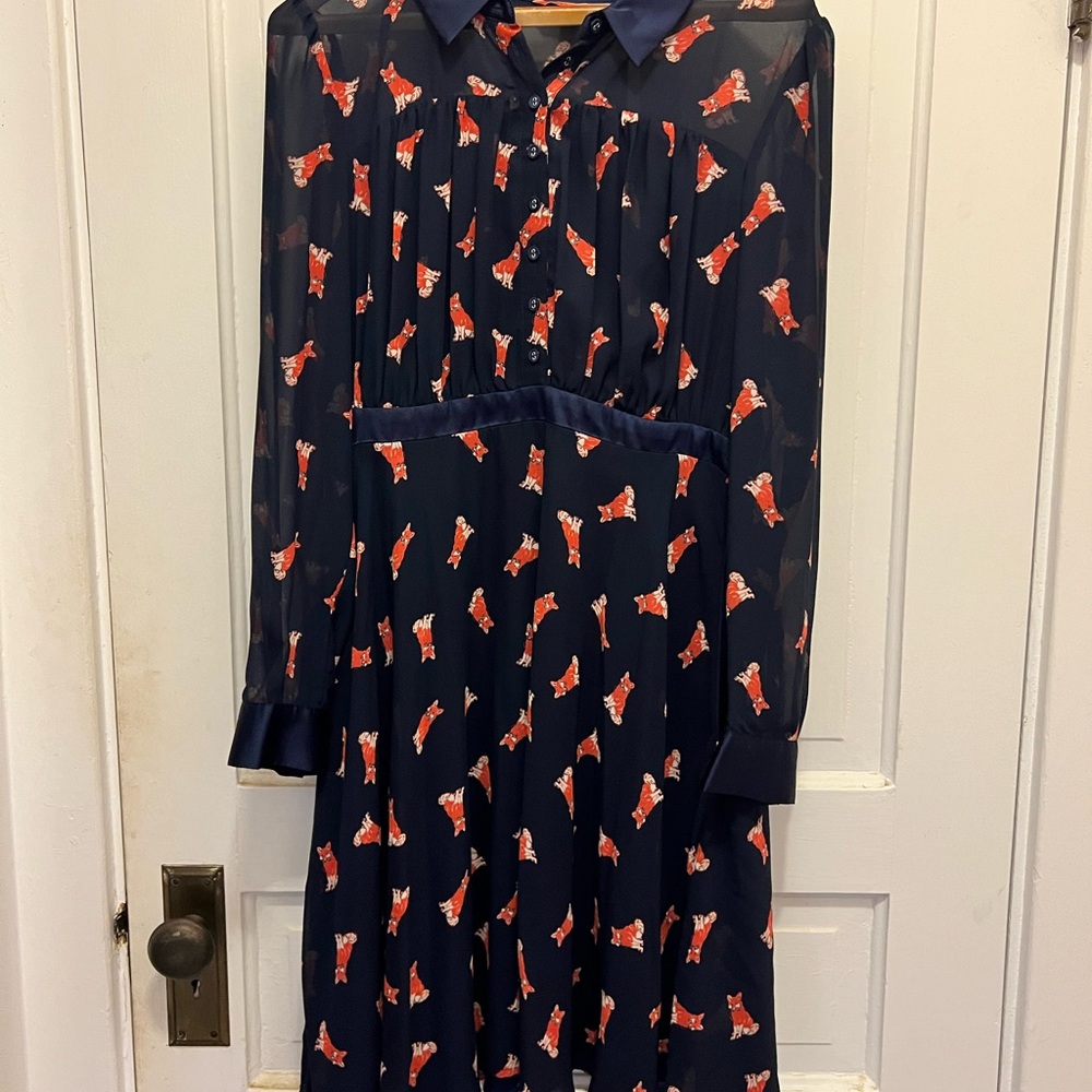 Modcloth Navy Dress With Fox Pattern - image 1